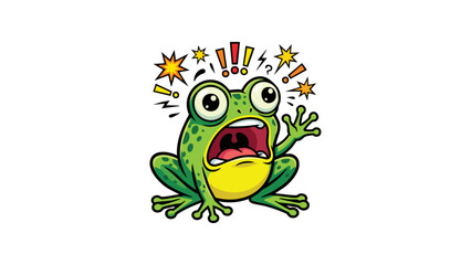 Fototapeta premium Frog Mascot Character Feeling Shocked and Scared with a Funny Expressive Face Design