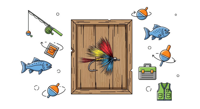 fishing gear on wooden board