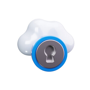 secure cloud 3d render icons
