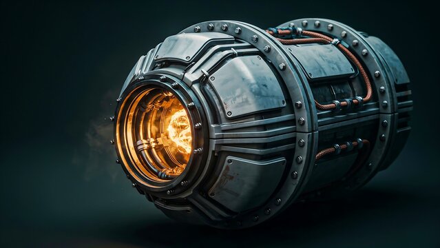 Futuristic jet engine turbine with glowing core for advanced aerospace engineering concept