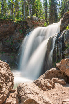 Moose  Falls is a waterfall on Crawfish Creek in South region of Yellowstone National Park. Wyoming