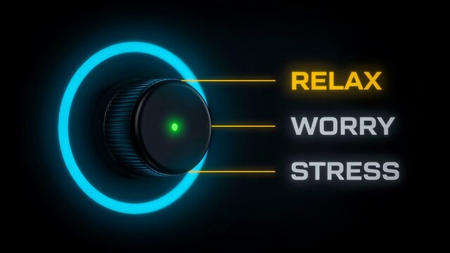 Relax mode selection knob with stress and worry control for mental wellness concept