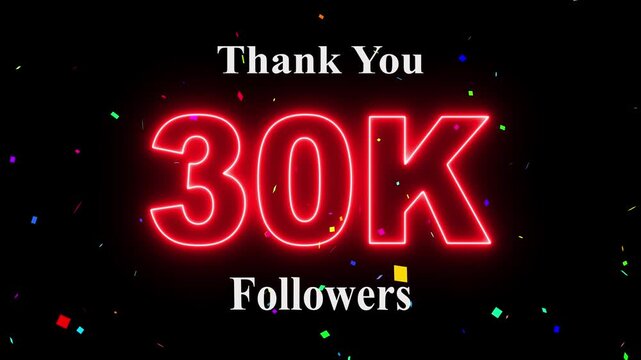 30K Followers celebration animation, 30k followers thank you video, fireworks, confetti & party effects, social media milestone motion graphics animation