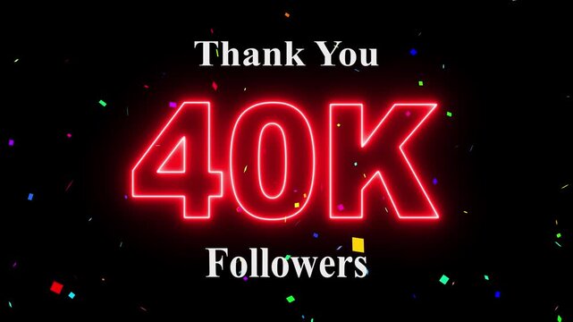 40K Followers celebration animation, 40k followers thank you video, fireworks, confetti & party effects, social media milestone motion graphics animation