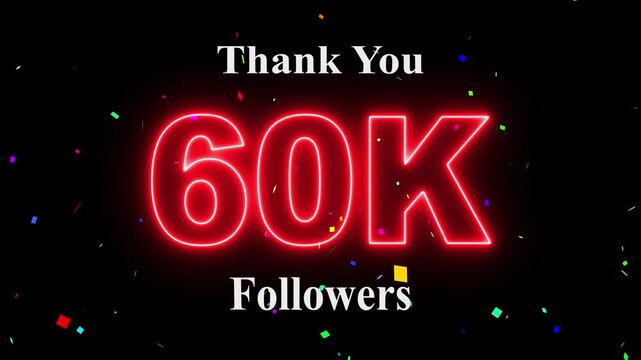 60K Followers celebration animation, 60k followers thank you video, fireworks, confetti & party effects, social media milestone motion graphics animation
