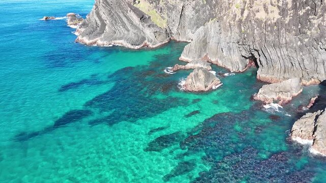 Aerial View of Turquoise Ocean and Coastal Cliffs at Crescent Head