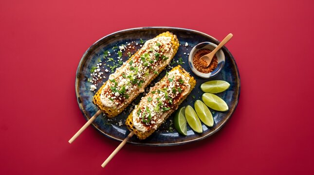 Mexican elote food photography, Mexican Food