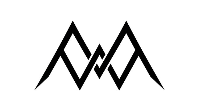 Black minimalist mountain peak logo design