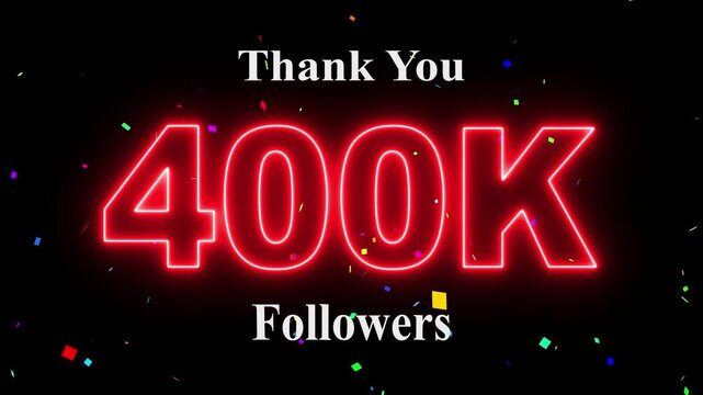 400K Followers celebration animation, 400k followers thank you video, fireworks, confetti & party effects, social media milestone motion graphics animation. 4k