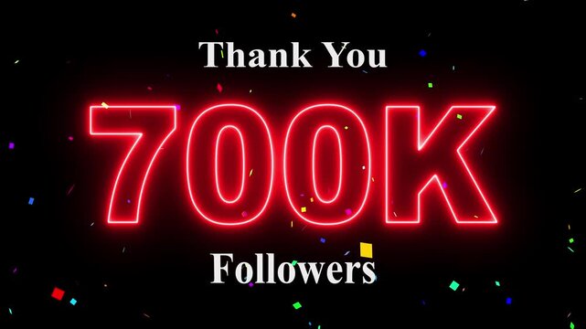 700K Followers celebration animation, 700k followers thank you video, fireworks, confetti & party effects, social media milestone motion graphics animation. 4k