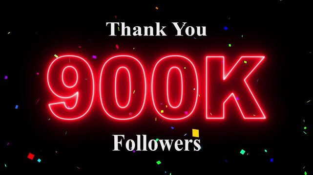 900K Followers celebration animation, 900k followers thank you video, fireworks, confetti & party effects, social media milestone motion graphics animation. 4k