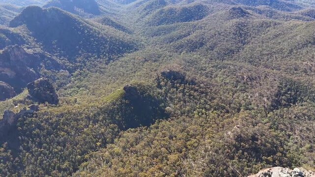 Aerial View of Rugged Mountain Range in Warrumbungle National Park