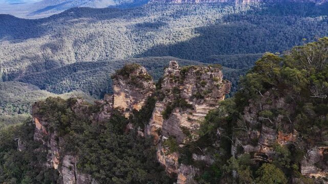 Three Sisters Rock Formation in Blue Mountains National Park Australia