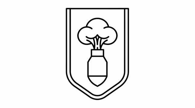 Bomb Explosion Symbol Inside Shield Outline Icon, Danger Warning Sign