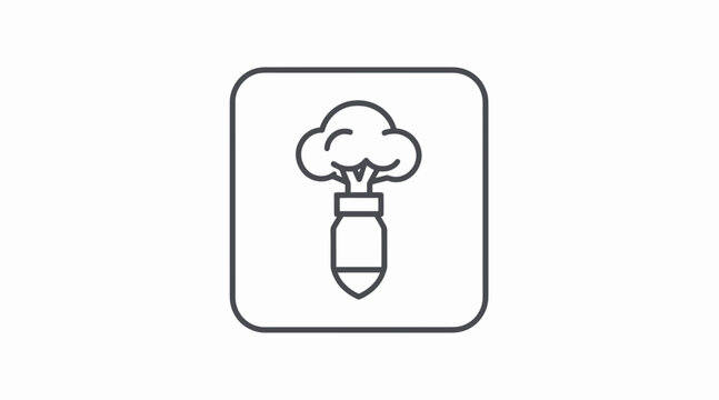Bomb Icon with Smoke Cloud Line Art Vector Graphic