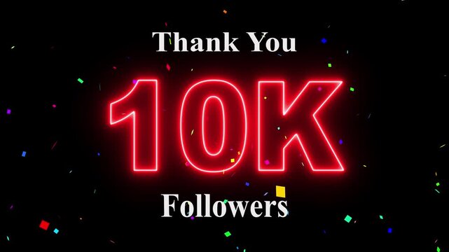 10K Followers celebration animation, 10k followers thank you video, fireworks, confetti & party effects, social media milestone motion graphics animation