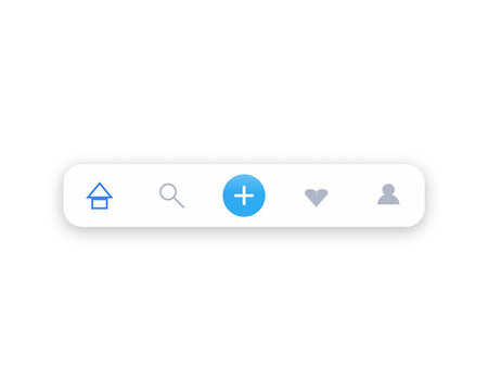 Minimal glassmorphism UI, UX for Media App. Neumorphic Interface Kit. UI, UX templates - bars, widgets, buttons, media players. Bottom Navigation Bar Ui element overlay png