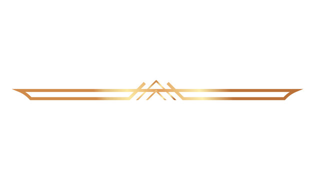 Elegant golden horizontal line separator with abstract geometric pattern border for design.