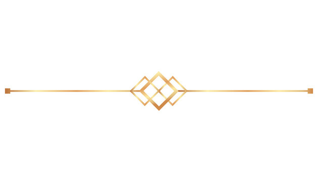 Luxury golden horizontal line divider with diamond shape centerpiece for invitations.