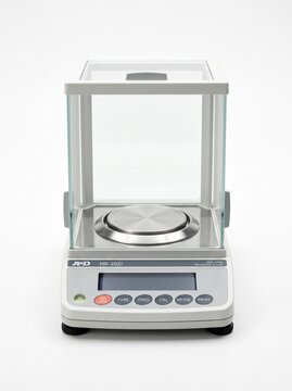 High precision analytical laboratory weighing scale isolated on white background