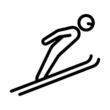 Minimalist Line Art Ski Jumper Winter Sport Icon