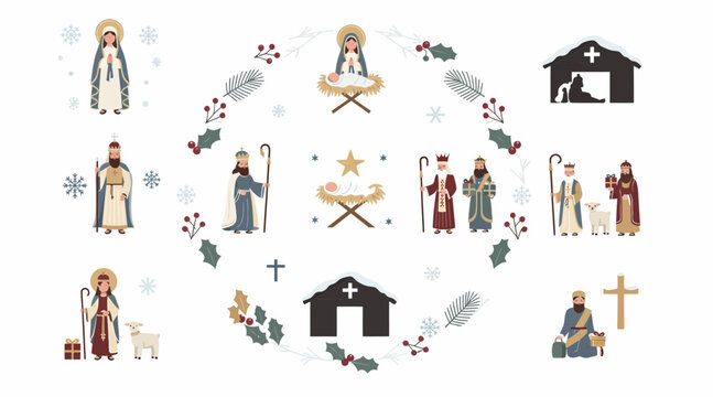 Christmas nativity scene characters and symbols