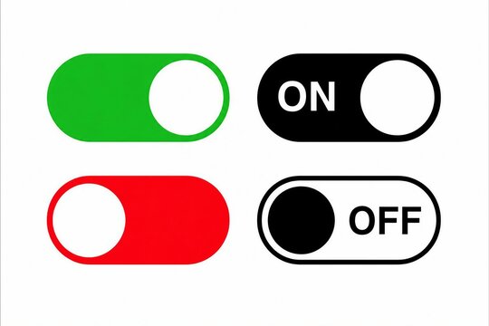On and off toggle switch icons in green and red colors