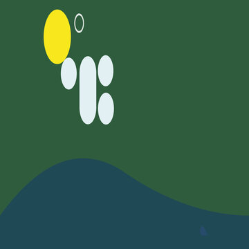 Minimalist sun and smiley icon set on green isolated on white background