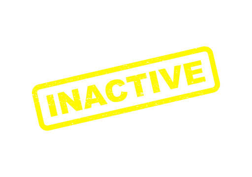 Bright yellow inactive rubber stamp sign text with a grunge texture effect isolated on transparent background