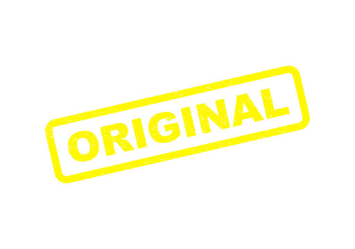 Bright yellow original stamp sign with a grunge texture effect for branding isolated on transparent background