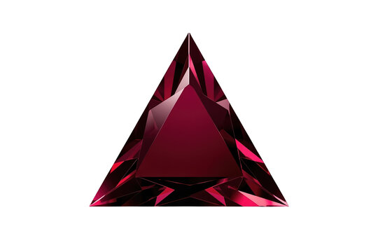 Dark crimson triangular crystal jewel isolated