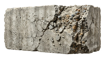 Fototapeta premium Damaged concrete block isolated on transparent background