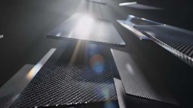 Abstract carbon fiber plates with light rays