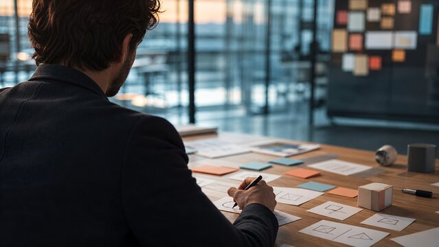 Professional framing business ideas with abstract planning cards