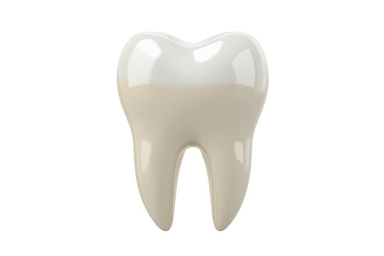 Glossy white molar tooth with rounded upper cusps