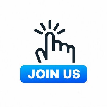 Hand pointing up with light bulb icon and join us button