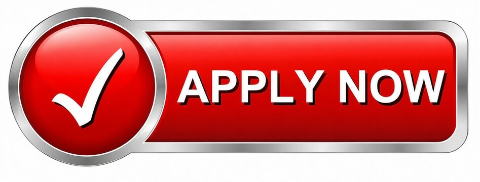 Red apply now button with checkmark icon for website call to action