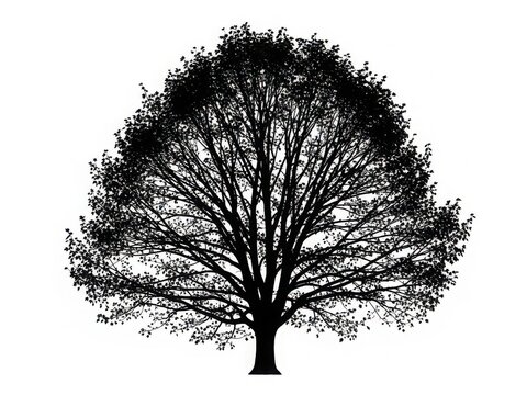 Black and white tree with bare branches silhouette