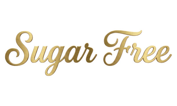 Sugar Free gold script lettering for healthy diet.