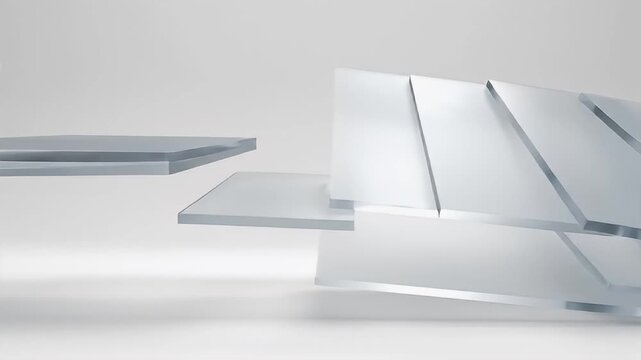 Multiple transparent angled rectangular planes overlap