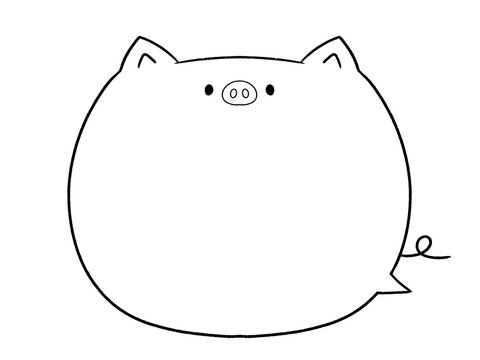 白黒　かわいい豚の吹き出し