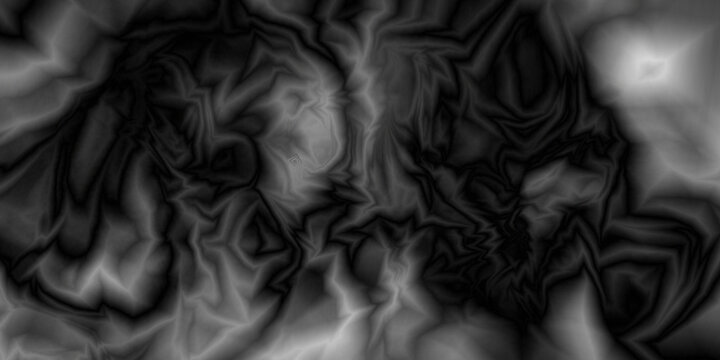 Abstract dark smoky texture background with smooth wavy liquid pattern, black and white monochrome surface design