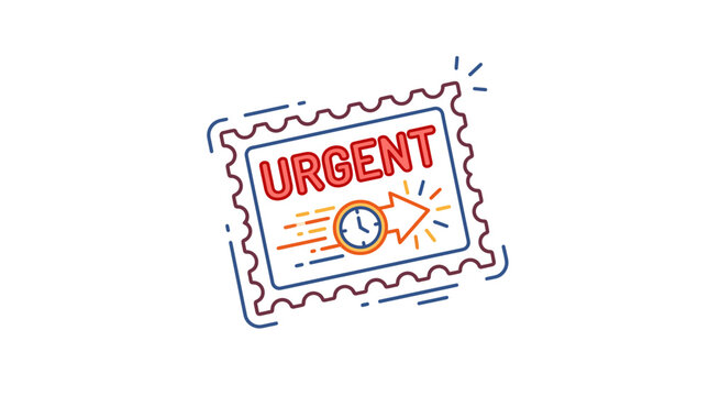 urgent stamp with clock and arrow