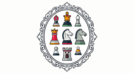 Obraz premium chess pieces in ornate frame