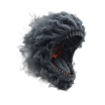 Abstract Monster Head Formed From Dark Swirling Smoke