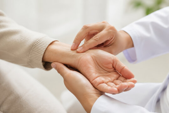 Aging elder care support for population hand check and comfort in gentle medical visit