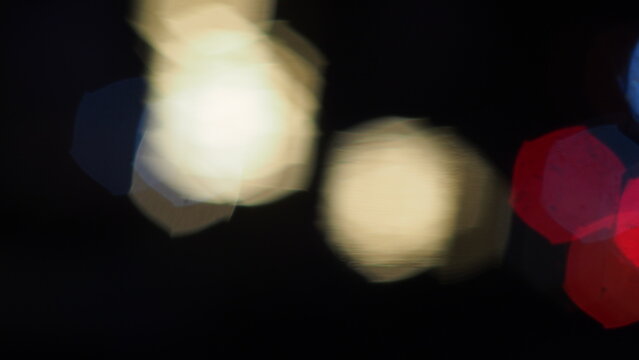 Abstract Heptagonal Night Street Bokeh Lights Background