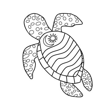 Malaysian Sea Turtle Coloring Page with Jalur Gemilang Shell for Merdeka Day