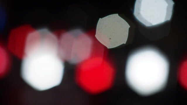 Abstract Heptagonal Night Street Bokeh Lights Background