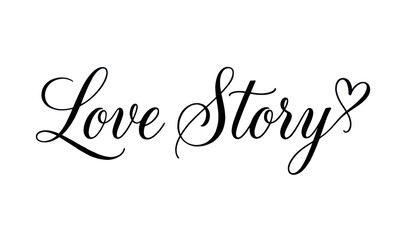 Dark Love Story script text on black background.